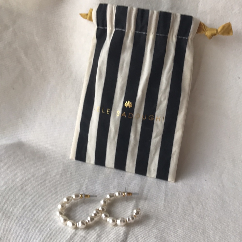 S@LE….Lele Sadoughi Stardust Pearl Hoop Earrings- from Curateur Summer Box 2024